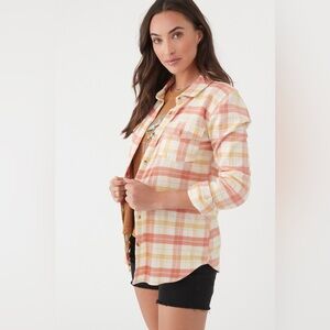O’Neill Women’s Nash Flannel Button-down Shirt Mecca 100% Cotton Size Large